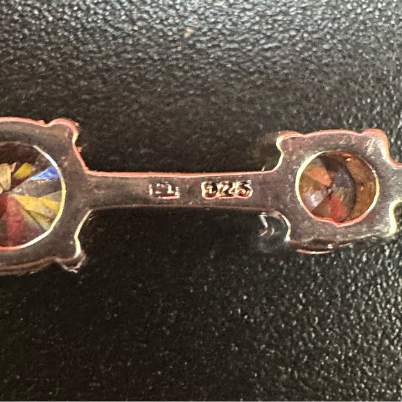 Sterling Silver Drop Pendant Necklace 3-Stone CZ - Picture 8 of 9